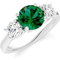 Emerald and Diamond Three Stone Ring in 18ct White Gold