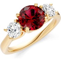 Garnet and Diamond Three Stone Ring in 18ct Gold