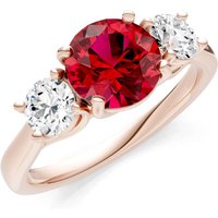 Ruby and Diamond Three Stone Ring in 9ct Rose Gold