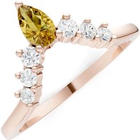 Citrine and Diamond Pear and Curved Band Ring in 9ct Rose Gold