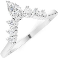 Diamond Pear and Curved Band Ring, 0.17 ct in 18ct White Gold
