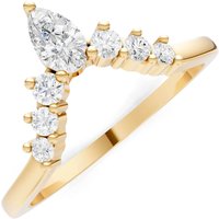 Diamond Pear and Curved Band Ring, 0.17 ct in 18ct Gold