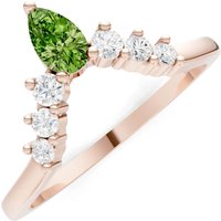 Peridot and Diamond Pear and Curved Band Ring in 9ct Rose Gold
