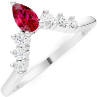 Ruby and Diamond Pear and Curved Band Ring in 9ct White Gold