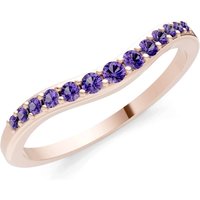 Amethyst Graduating Gemstone Curved Stacking Band Ring in 9ct Rose Gold