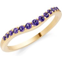 Amethyst Graduating Gemstone Curved Stacking Band Ring in 18ct Gold