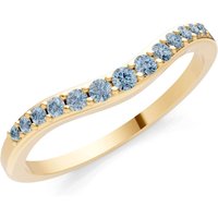 Aquamarine Graduating Gemstone Curved Stacking Band Ring in 18ct Gold