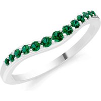 Emerald Graduating Gemstone Curved Stacking Band Ring in 18ct White Gold