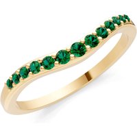 Emerald Graduating Gemstone Curved Stacking Band Ring in 18ct Gold