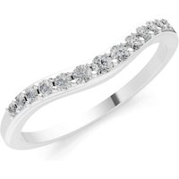 Diamond Graduating Gemstone Curved Stacking Band Ring in 18ct White Gold