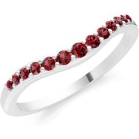 Garnet Graduating Gemstone Curved Stacking Band Ring in 9ct White Gold