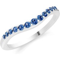 London Blue Topaz Graduating Gemstone Curved Stacking Band Ring in 18ct White Gold