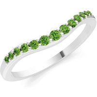 Peridot Graduating Gemstone Curved Stacking Band Ring in 18ct White Gold