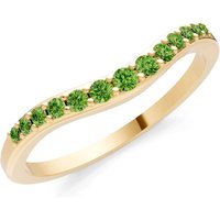 Peridot Graduating Gemstone Curved Stacking Band Ring in 18ct Gold