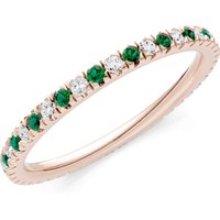 Emerald and Diamond Thin Alternating Stone Stacking Band Ring in 9ct Rose Gold