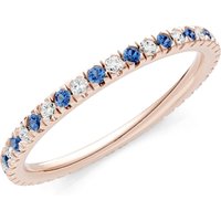 London Blue Topaz and Diamond Thin Alternating Stone Stacking Band Ring in 9ct Rose Gold