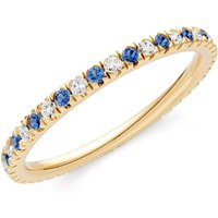 London Blue Topaz and Diamond Thin Alternating Stone Stacking Band Ring in 9ct Gold