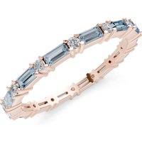Aquamarine and Diamond Baguette and Full Eternity Band Ring in 9ct Rose Gold