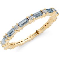Aquamarine and Diamond Baguette and Full Eternity Band Ring in 9ct Gold