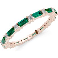 Emerald and Diamond Baguette and Full Eternity Band Ring in 9ct Rose Gold