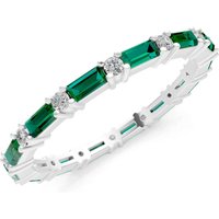 Emerald and Diamond Baguette and Full Eternity Band Ring in 18ct White Gold