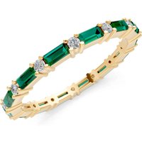 Emerald and Diamond Baguette and Full Eternity Band Ring in 18ct Gold