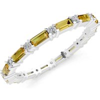 Citrine and Diamond Baguette and Full Eternity Band Ring in 18ct White Gold