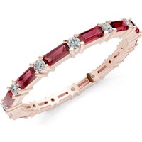 Garnet and Diamond Baguette and Full Eternity Band Ring in 9ct Rose Gold