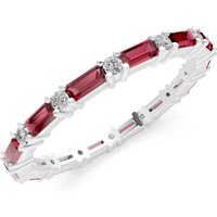 Garnet and Diamond Baguette and Full Eternity Band Ring in 18ct White Gold