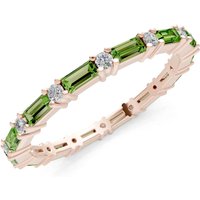 Peridot and Diamond Baguette and Full Eternity Band Ring in 9ct Rose Gold