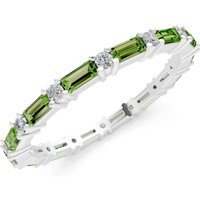 Peridot and Diamond Baguette and Full Eternity Band Ring in 18ct White Gold