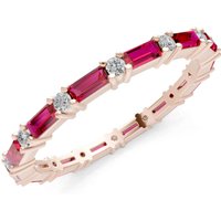 Ruby and Diamond Baguette and Full Eternity Band Ring in 9ct Rose Gold