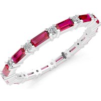 Ruby and Diamond Baguette and Full Eternity Band Ring in 18ct White Gold