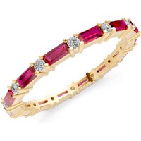 Ruby and Diamond Baguette and Full Eternity Band Ring in 18ct Gold