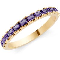 Amethyst Straight Baguette Thin Half Eternity Band Ring in 18ct Gold