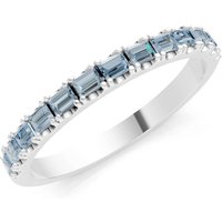 Aquamarine Straight Baguette Thin Half Eternity Band Ring in 18ct White Gold