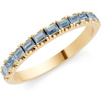 Aquamarine Straight Baguette Thin Half Eternity Band Ring in 18ct Gold