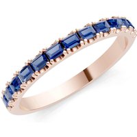 Sapphire Straight Baguette Thin Half Eternity Band Ring in 9ct Rose Gold