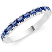 Sapphire Straight Baguette Thin Half Eternity Band Ring in 18ct White Gold