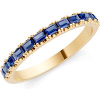 Sapphire Straight Baguette Thin Half Eternity Band Ring in 9ct Gold