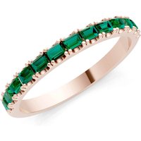 Emerald Straight Baguette Thin Half Eternity Band Ring in 9ct Rose Gold