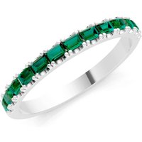 Emerald Straight Baguette Thin Half Eternity Band Ring in 18ct White Gold