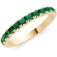 Emerald Straight Baguette Thin Half Eternity Band Ring in 18ct Gold