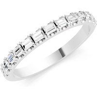 Diamond Straight Baguette Thin Half Eternity Band Ring in 9ct White Gold