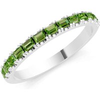 Peridot Straight Baguette Thin Half Eternity Band Ring in 18ct White Gold