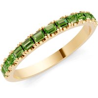 Peridot Straight Baguette Thin Half Eternity Band Ring in 18ct Gold
