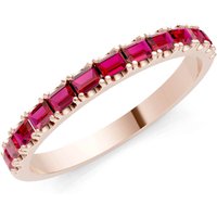 Ruby Straight Baguette Thin Half Eternity Band Ring in 9ct Rose Gold