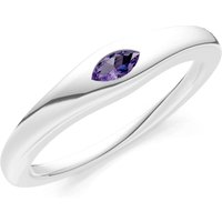 Amethyst Flush Set Marquise Gemstone Mini Signet Ring in 18ct White Gold