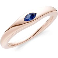 Sapphire Flush Set Marquise Gemstone Mini Signet Ring in 9ct Rose Gold