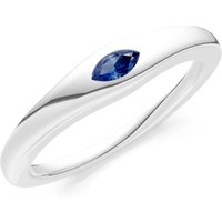 Sapphire Flush Set Marquise Gemstone Mini Signet Ring in 18ct White Gold